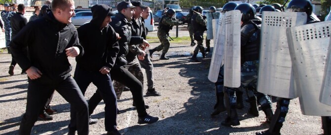 Спецназ УФСИН , учебно разгонял демонстрантов